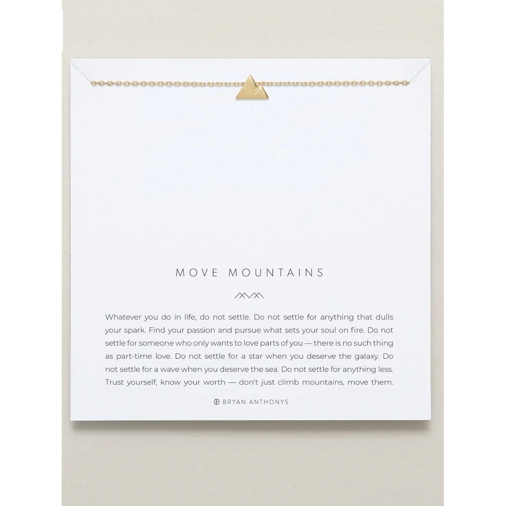 NWT Bryan Anthonys Move Mountains Necklace / Dustbag & Box Included / Gold